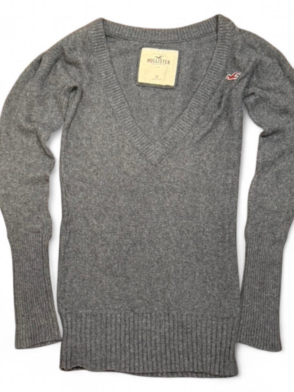 Y2K Hollister Babydoll Rabbit Hair V Neck Slim Fit Sweater
